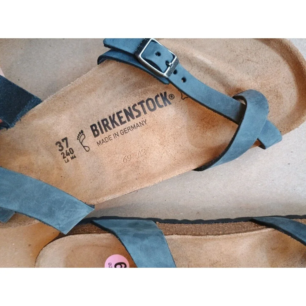 Birkenstock Sandals Womens 37 Yara Casual Ankle Strappy Flats Gray Leather - Picture 6 of 7
